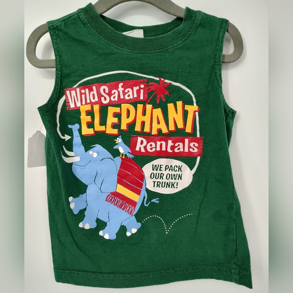 Circo Green Wild Safari Elephant Tank Top Kids Size 2T